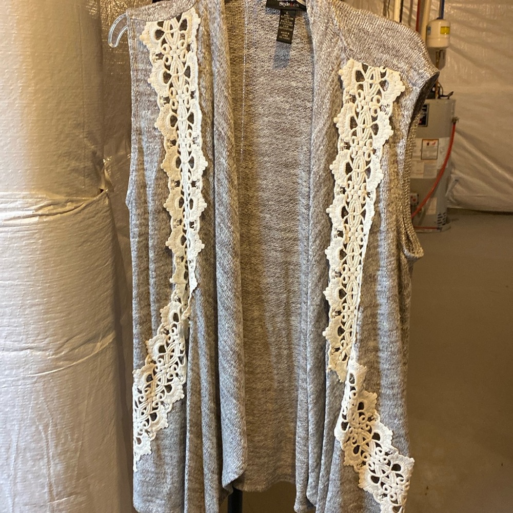 Woman’s open long sweater vest